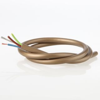 PVC-Lampenkabel Elektro-Kabel Stromkabel Rundkabel gold 3-adrig, 3Gx0,75mm² mit integriertem Stahlseil als Zugentlastung