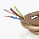 PVC-Lampenkabel Elektro-Kabel Stromkabel Rundkabel gold 3-adrig, 3Gx0,75mm² mit integriertem Stahlseil als Zugentlastung