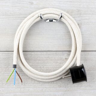 Textilkabel Kiesel 3-adrig mit Schutzkontakt-Winkelstecker Anschlussleitung Zuleitung 1-5m