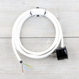 Textilkabel Weiß 3-adrig mit Schutzkontakt-Winkelstecker Anschlussleitung Zuleitung 1-5m