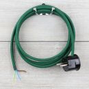 Textilkabel Dunkelgrün 3-adrig mit Schutzkontakt-Winkelstecker Anschlussleitung Zuleitung 1-5m