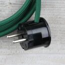 Textilkabel Dunkelgrün 3-adrig mit Schutzkontakt-Winkelstecker Anschlussleitung Zuleitung 1-5m