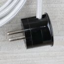 Textilkabel Silber 3-adrig mit Schutzkontakt-Winkelstecker Anschlussleitung Zuleitung 1-5m