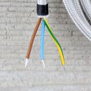 Textilkabel Silber 3-adrig mit Schutzkontakt-Winkelstecker Anschlussleitung Zuleitung 1-5m