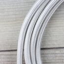 Textilkabel Silber 3-adrig mit Schutzkontakt-Winkelstecker Anschlussleitung Zuleitung 1-5m