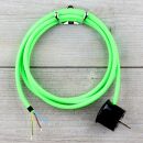Textilkabel Neon-Grün 3-adrig mit Schutzkontakt-Winkelstecker Anschlussleitung Zuleitung 1-5m