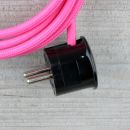Textilkabel Anschlussleitung Zuleitung 2-5m pink mit Schutzkontakt-Winkelstecker