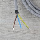 Textilkabel Anschlussleitung Zuleitung 2-5m grau mit Schutzkontakt-Winkelstecker