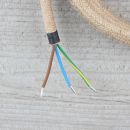 Textilkabel Anschlussleitung Zuleitung 2-5m Hanf Jute beige mit Schutzkontakt-Winkelstecker