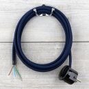 Textilkabel Marineblau 3-adrig mit Schutzkontakt-Winkelstecker Anschlussleitung Zuleitung 1-5m