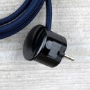 Textilkabel Marineblau 3-adrig mit Schutzkontakt-Winkelstecker Anschlussleitung Zuleitung 1-5m
