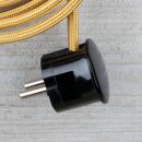 Textilkabel Gold 3-adrig mit Schutzkontakt-Winkelstecker Anschlussleitung Zuleitung 1-5m