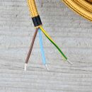 Textilkabel Gold 3-adrig mit Schutzkontakt-Winkelstecker Anschlussleitung Zuleitung 1-5m