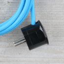 Textilkabel Hellblau 3-adrig mit Schutzkontakt-Winkelstecker Anschlussleitung Zuleitung 1-5m