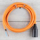 Textilkabel Orange E14 Lampenfassung mit Glattmantel...