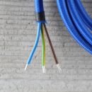 Textilkabel Dunkelblau 3-adrig mit Schutzkontakt-Winkelstecker Anschlussleitung Zuleitung 1-5m