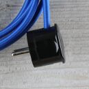 Textilkabel Dunkelblau 3-adrig mit Schutzkontakt-Winkelstecker Anschlussleitung Zuleitung 1-5m