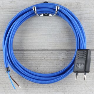 Textilkabel Dunkelblau 2-adrig mit Euro-Flachstecker Anschlussleitung Zuleitung 1-5 Meter