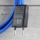 Textilkabel Dunkelblau 2-adrig mit Euro-Flachstecker Anschlussleitung Zuleitung 1-5 Meter