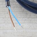 Textilkabel Marineblau 2-adrig mit Euro-Flachstecker Anschlussleitung Zuleitung 1-5 Meter