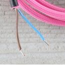 Textilkabel Pink 2-adrig mit Euro-Flachstecker Anschlussleitung Zuleitung 1-5 Meter