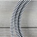 Textilkabel Anschlussleitung Zuleitung 1-5m schwarz-weiß Zick Zack mit Euro-Flachstecker