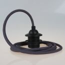 Textilkabel Graphit-Grau mit E27 Dach-Lampenfassung schwarz 1-5m