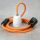 Textilkabel Orange mit E27 Porzellanfassung Schnurschalter und Schutzkontaktstecker schwarz