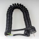 Spiralkabel Wendelleitung mit Schutzkontakt-Stecker schwarz 3-adrig 3x1,0 mm² dehnbar bis 2,5 Meter