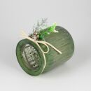 Kerzenhalter Teelicht Windlicht Halter Tannenzapfen Schleife Holunder "Caletta" grün aus Glas