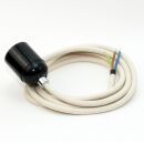 Textilkabel Elfenbein mit E27 Lampenfassung Bakelitoptik schwarz und Zugentlastung Metall chrom