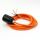 Textilkabel Orange mit E27 Lampenfassung Bakelitoptik schwarz und Zugentlastung Metall chrom