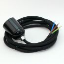 Textilkabel Schwarz mit E27 Lampenfassung Bakelitoptik schwarz und Zugentlastung Metall chrom
