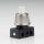 Lampen Einbau-Druckschalter weiß mit M10x1 Schrägmutter gerändelt Edelstahloptik 250V/2A 1-polig