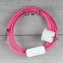 Textilkabel Pink 3-adrig mit Schnurschalter und...