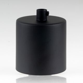 Lampen Deckenbaldachin 62x63mm Zylinderform Metall schwarz mit Zugentlastung Kunststoff