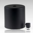 Lampen Deckenbaldachin 62x63mm Zylinderform Metall schwarz mit Zugentlastung Kunststoff