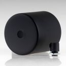Lampen Deckenbaldachin 62x63mm Zylinderform Metall schwarz mit Zugentlastung Kunststoff