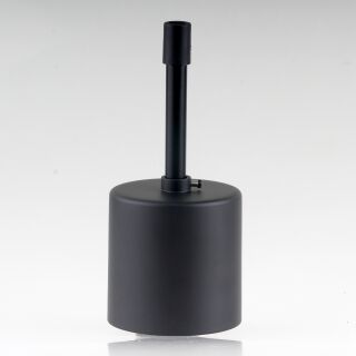 Lampen Deckenbaldachin 62x63mm Zylinderform Metall schwarz mit Pendelrohr und Zugentlastung Kunststoff