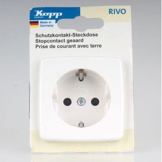 Kopp Rivo Schutzkontakt-Steckdose Weiß ähnlich 16A 250V IP20 mit Berührungsschutz 9202.1708.7