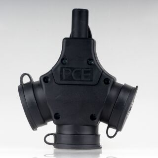 PCE 3-fach Schutzkontakt-Kupplung Schwarz 16A 250V 3500W IP44 mit Klappdeckel Typ 253