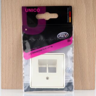 REV Unico Abdeckung für UAE-Netzwerkdose RJ45 CAT 6a Cremeweiß 55 x 55 mm 0228670206