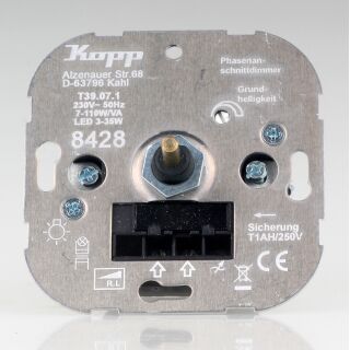 Kopp LED-Dimmer 3–35W LED / 7–110W Glüh- und Halogenlampen 230V UP-Montage 8428 / T39.07.1