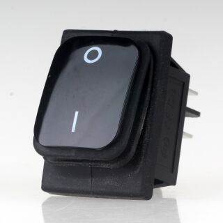 Einbau-Wippschalter schwarz 2-polig EIN/AUS 30×22 mm 16A 250V AC IP65