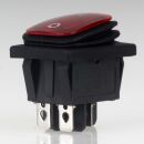 Einbau-Wippschalter rot beleuchtet 2-polig EIN/AUS 30×22 mm 16A 250V AC IP65