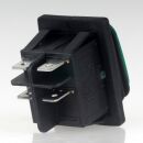 Einbau-Wippschalter grün beleuchtet 2-polig EIN/AUS 30×22 mm 16A 250V AC IP65