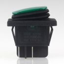 Einbau-Wippschalter grün beleuchtet 2-polig EIN/AUS 30×22 mm 16A 250V AC IP65