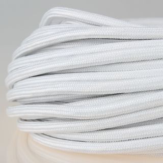 1m Stoffkabel Textilkabel 3-adrig rund 3x0,75 weiss OMY H03VV-F Leitung Kabel 