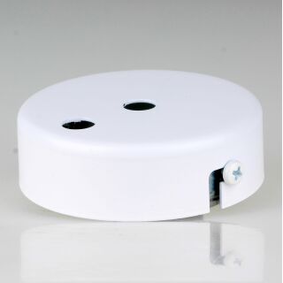 2-Loch Lampen-Baldachin Metall 80x25mm weiß ohne Zugentlaster für 2 Lampenpendel