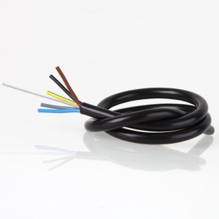 PVC-Lampenkabel Elektro-Kabel Stromkabel Rundkabel schwarz 5-adrig 5x0,75mm² mit Stahlseil